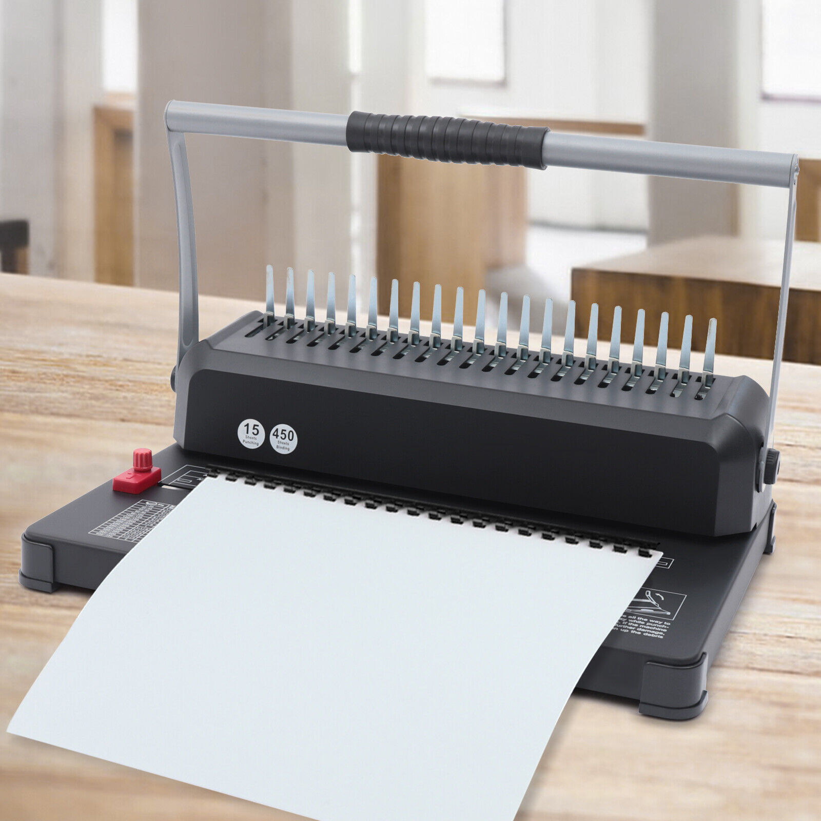Miumaeov Binding Machine 2-in-1 Spiral Binding Machine Hole Puncher with  450 Sheets 2 Combbindings and 100 Binding Coils for 19-Hole Letter Size